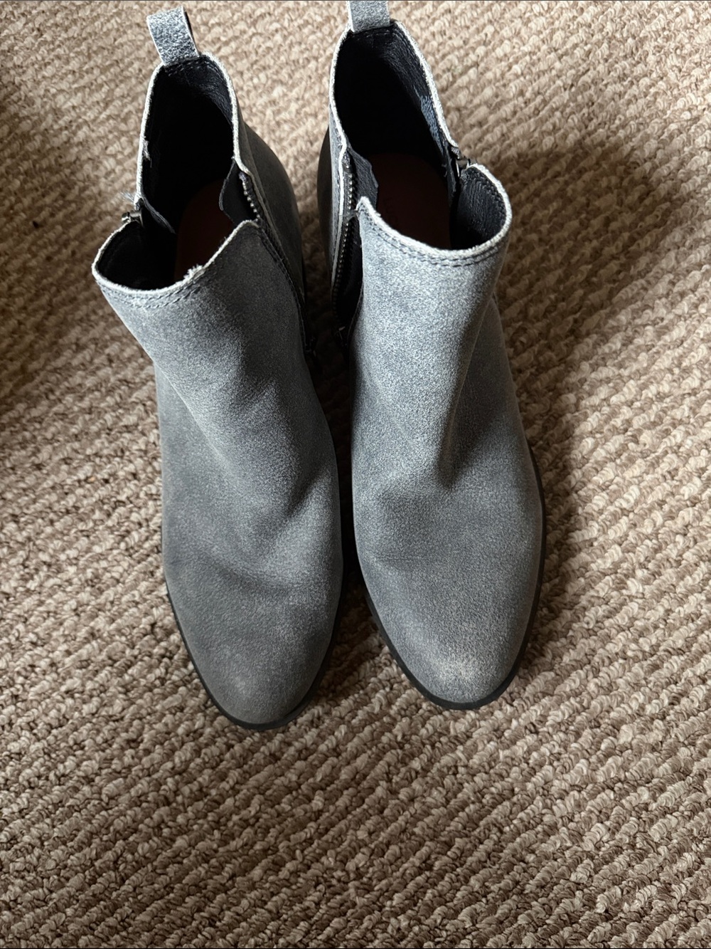 Lucky Brand Gray Suede Ankle Booties with Side Zip